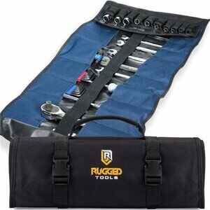 32 Pocket Tool Roll Organizer - Wrench & Pouch Includes Pouches for 10 Sockets